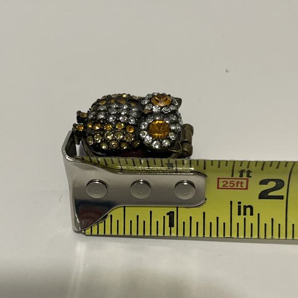 Papyrus Rhinestone Enamel Owl Miniature Earth Tones Trinket Box - Picture 9 of 10